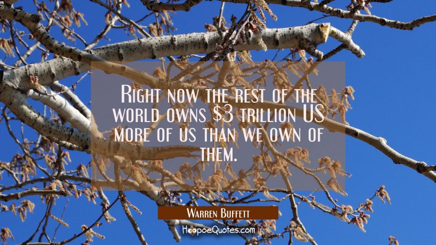 Right now the rest of the world owns $3 trillion US more of us than we own of them. Warren Buffett Quotes