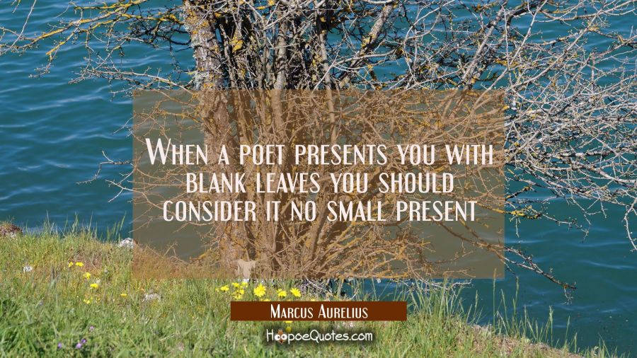 When a poet presents you with blank leaves you should consider it no small present Marcus Aurelius Quotes