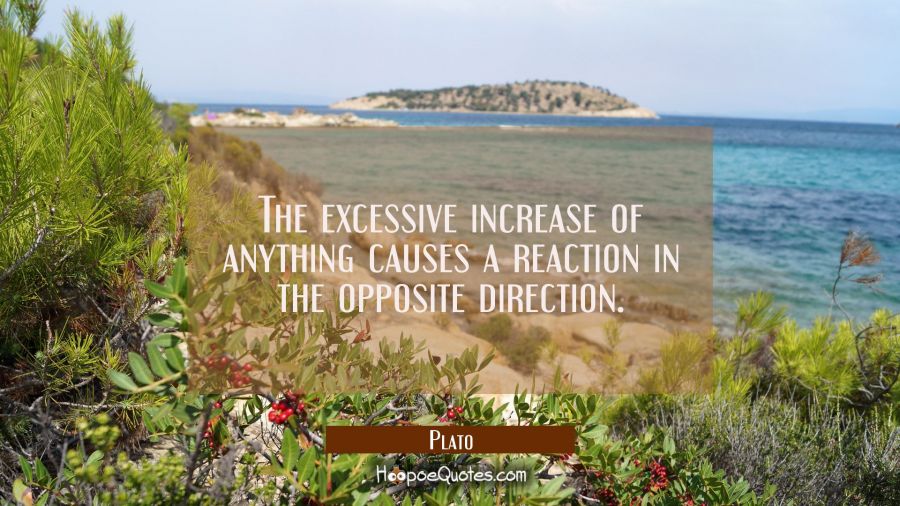 The excessive increase of anything causes a reaction in the opposite direction. Plato Quotes