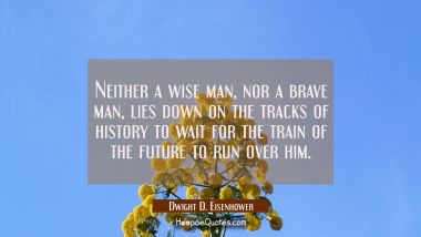 Neither a wise man nor a brave man lies down on the tracks of history to wait for the train of the Dwight D. Eisenhower Quotes