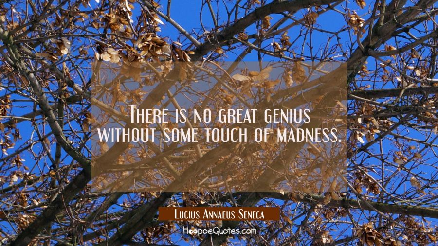 There is no great genius without some touch of madness. Lucius Annaeus Seneca Quotes