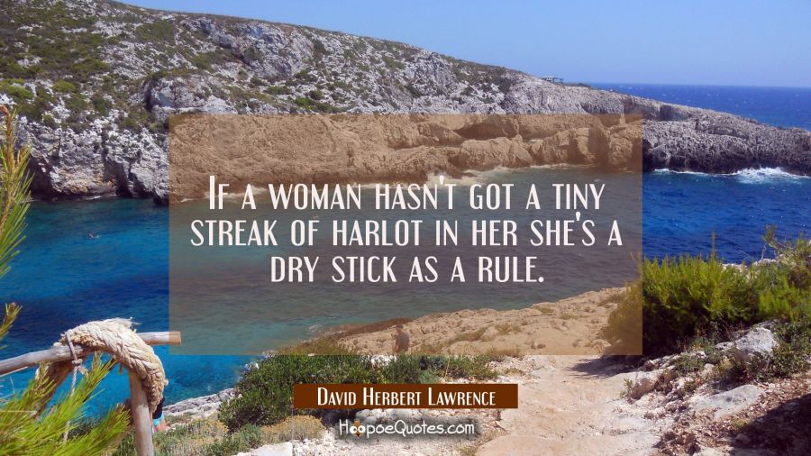 If a woman hasn't got a tiny streak of harlot in her she's a dry stick as a rule. David Herbert Lawrence Quotes