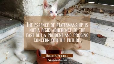 The essence of statesmanship is not a rigid adherence to the past but a prudent and probing concern