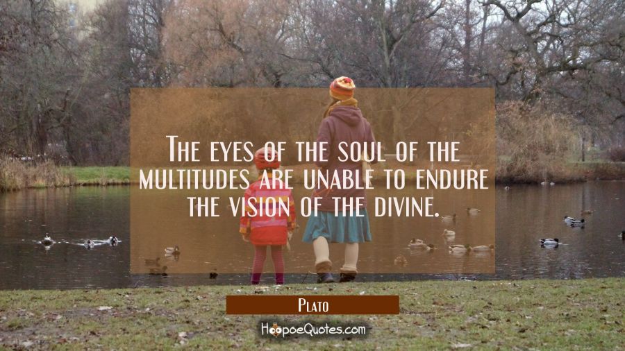 The eyes of the soul of the multitudes are unable to endure the vision of the divine. Plato Quotes
