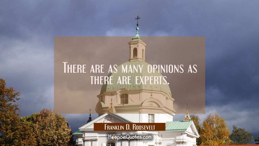 There are as many opinions as there are experts. Franklin D. Roosevelt Quotes