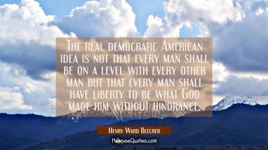 The real democratic American idea is not that every man shall be on a level with every other man bu