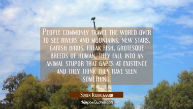 People commonly travel the world over to see rivers and mountains new stars garish birds freak fish Soren Kierkegaard Quotes