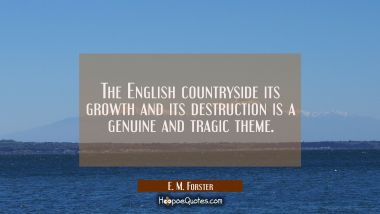 The English countryside its growth and its destruction is a genuine and tragic theme.