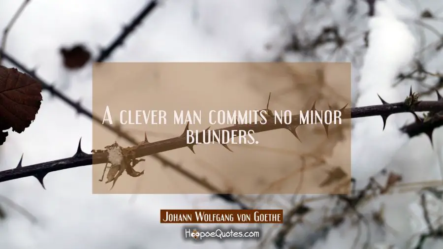 A clever man commits no minor blunders. Johann Wolfgang von Goethe Quotes