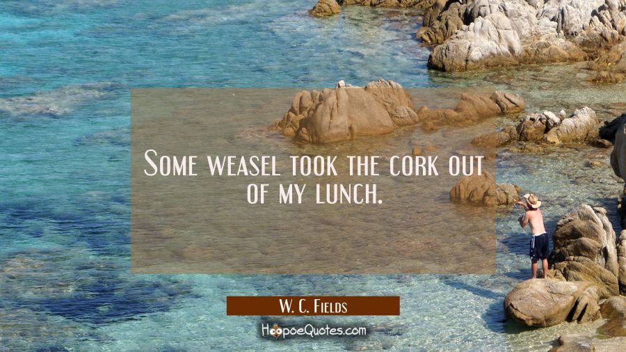 Some weasel took the cork out of my lunch. W. C. Fields Quotes