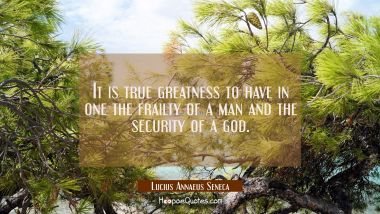 It is true greatness to have in one the frailty of a man and the security of a god. Lucius Annaeus Seneca Quotes
