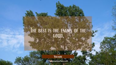 The best is the enemy of the good. Voltaire Quotes