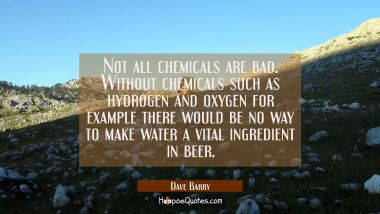Not all chemicals are bad. Without chemicals such as hydrogen and oxygen for example there would be