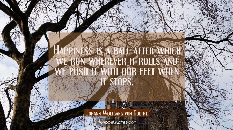 Happiness is a ball after which we run wherever it rolls and we push it with our feet when it stops Johann Wolfgang von Goethe Quotes