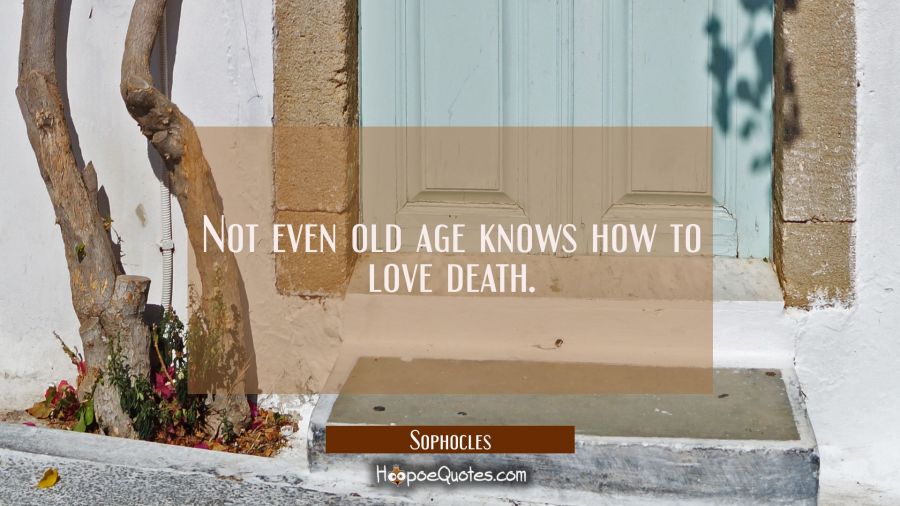 Not even old age knows how to love death. Sophocles Quotes