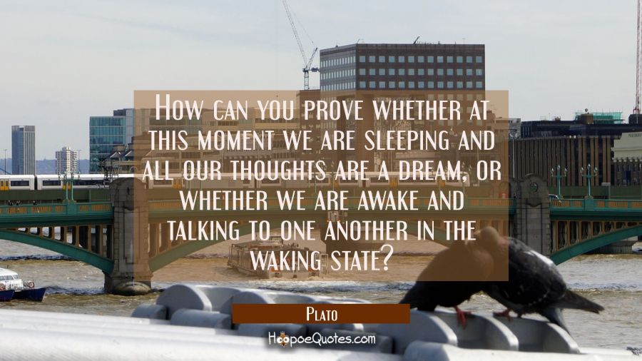 How can you prove whether at this moment we are sleeping and all our thoughts are a dream, or wheth Plato Quotes