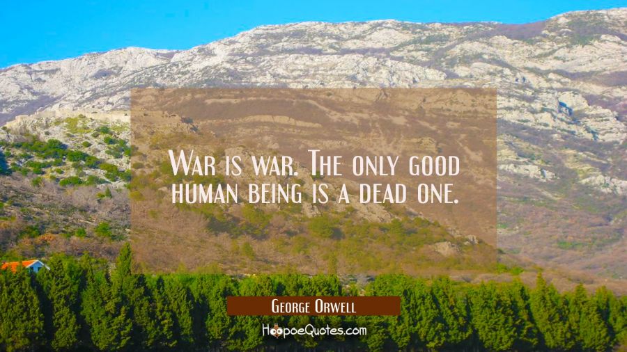 War is war. The only good human being is a dead one. George Orwell Quotes