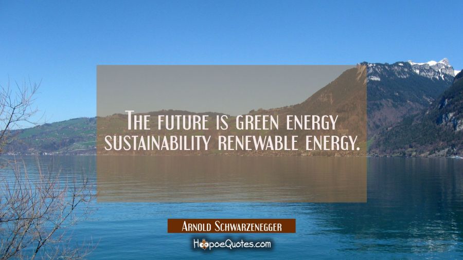 The future is green energy sustainability renewable energy. Arnold Schwarzenegger Quotes