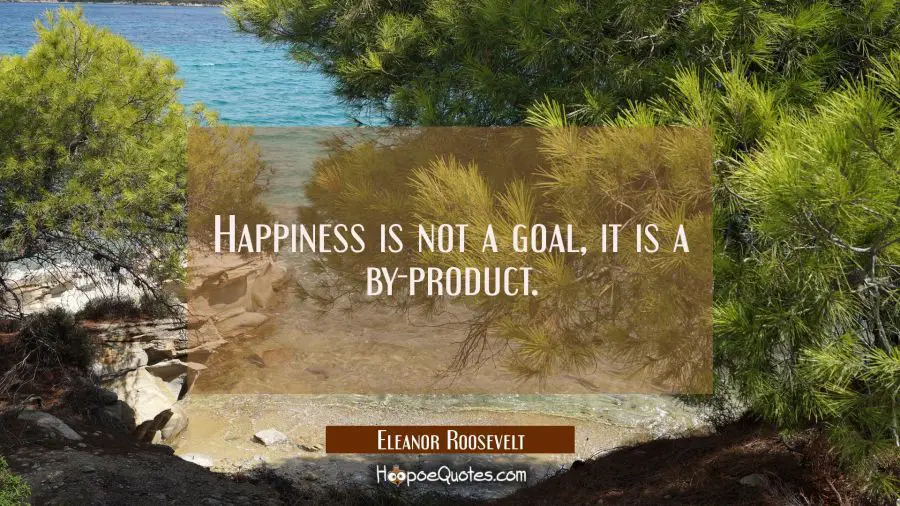 Happiness is not a goal, it is a by-product. Eleanor Roosevelt Quotes
