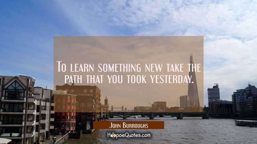 To learn something new take the path that you took yesterday. John Burroughs Quotes