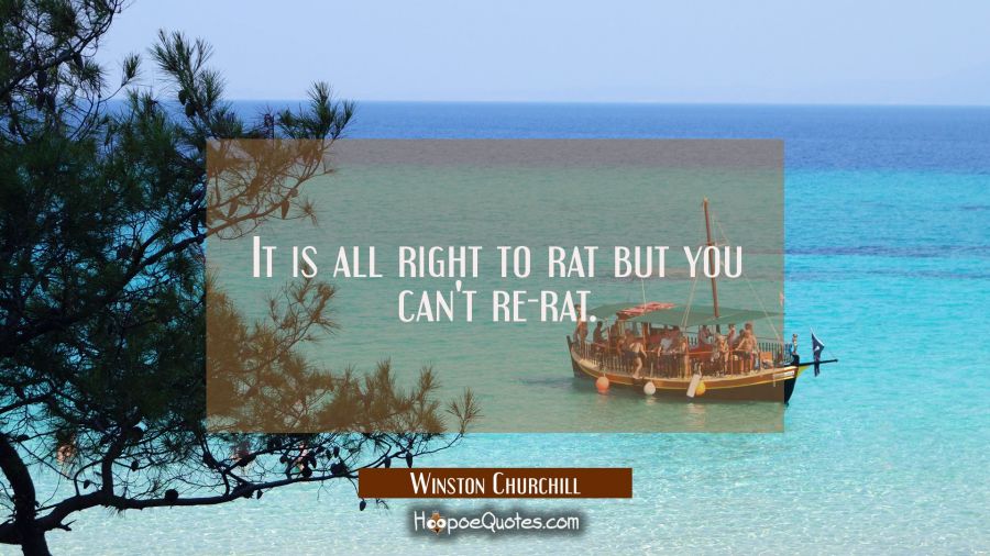 It is all right to rat but you can't re-rat. Winston Churchill Quotes