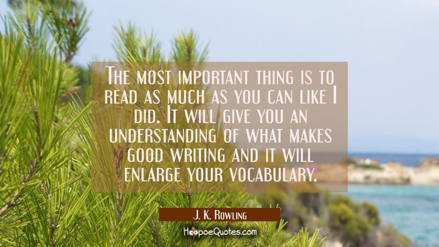 The most important thing is to read as much as you can like I did. It will give you an understandin J. K. Rowling Quotes