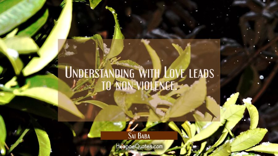 Understanding with Love leads to non-violence. Sai Baba Quotes