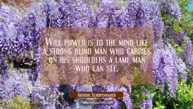 Will power is to the mind like a strong blind man who carries on his shoulders a lame man who can s