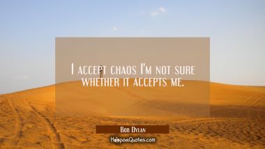 I accept chaos I&#039;m not sure whether it accepts me.