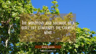 The monotony and solitude of a quiet life stimulates the creative mind. Albert Einstein Quotes