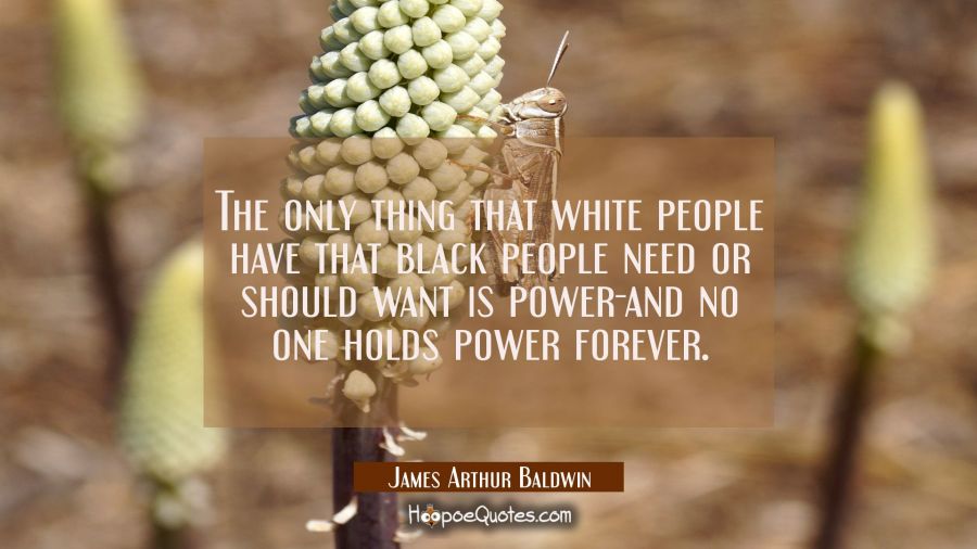 The only thing that white people have that black people need or should want is power-and no one hol James Arthur Baldwin Quotes