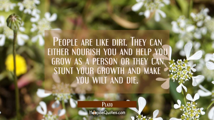 People are like dirt. They can either nourish you and help you grow as a person or they can stunt y Plato Quotes