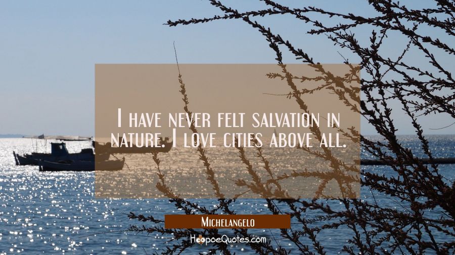 I have never felt salvation in nature. I love cities above all. Michelangelo Quotes