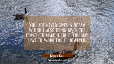 You are never given a dream without also being given the power to make it true. You may have to wor