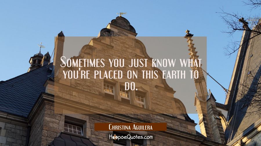 Sometimes you just know what you're placed on this earth to do. Christina Aguilera Quotes