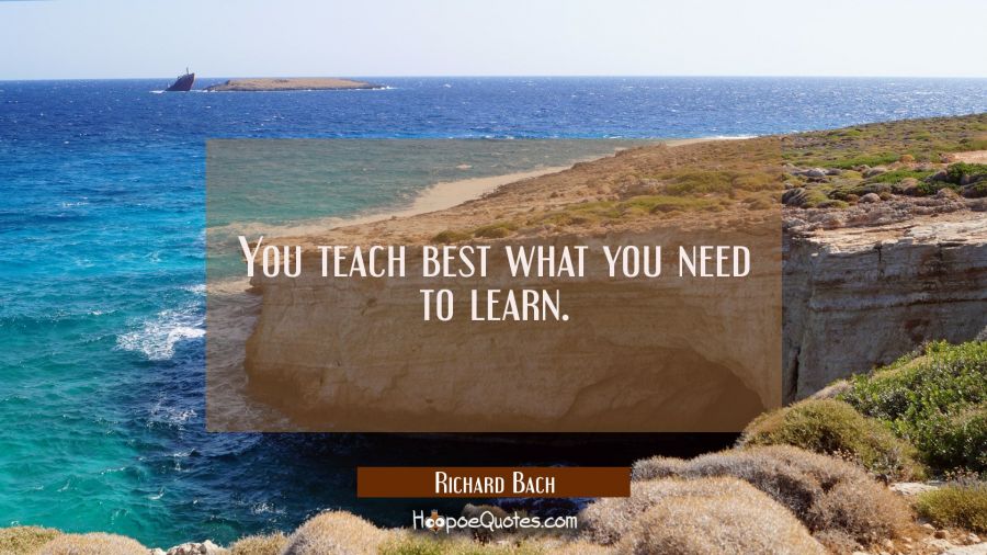 You teach best what you need to learn. Richard Bach Quotes
