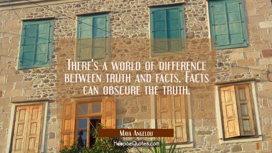 There's a world of difference between truth and facts. Facts can obscure the truth. Maya Angelou Quotes