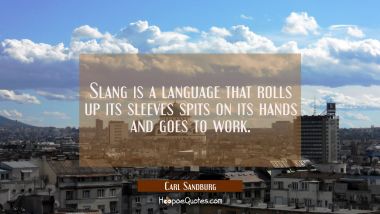 Slang is a language that rolls up its sleeves spits on its hands and goes to work.