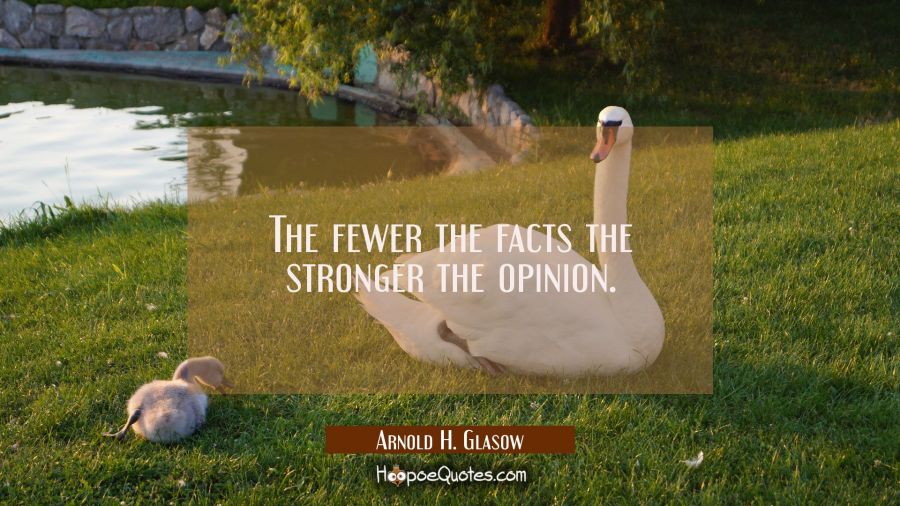 The fewer the facts the stronger the opinion. Arnold H. Glasow Quotes
