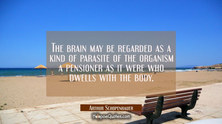The brain may be regarded as a kind of parasite of the organism a pensioner as it were who dwells w Arthur Schopenhauer Quotes