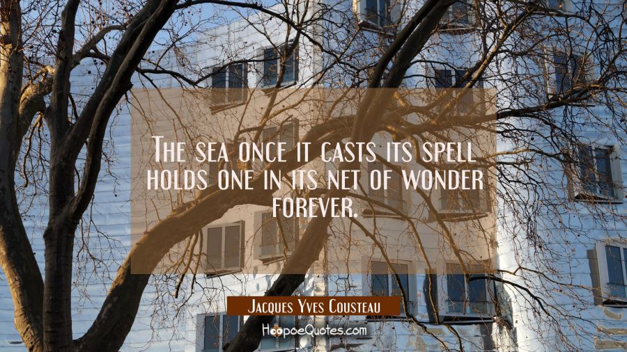 The sea once it casts its spell holds one in its net of wonder forever. Jacques Yves Cousteau Quotes