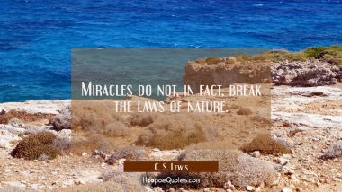 Miracles do not in fact break the laws of nature.