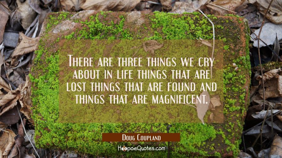 There are three things we cry about in life things that are lost things that are found and things t Doug Coupland Quotes