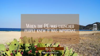 When the PC was launched people knew it was important.