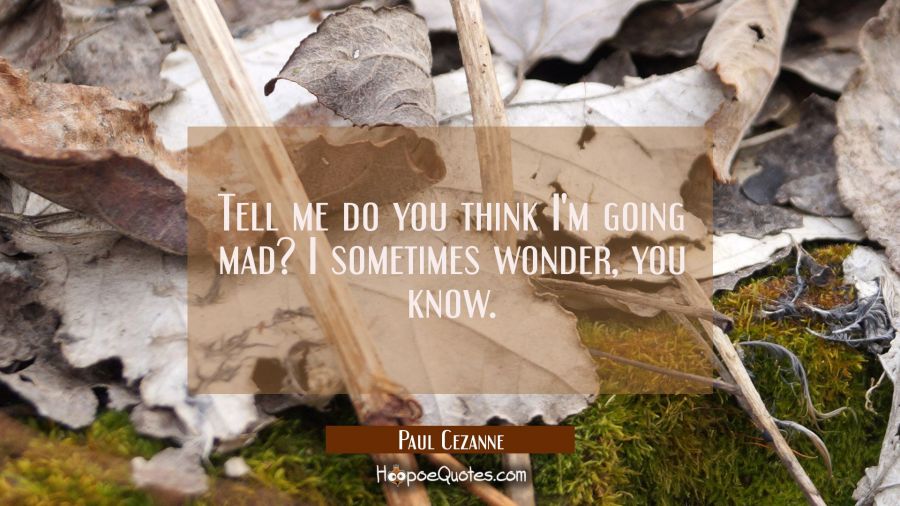 Tell me do you think I'm going mad? I sometimes wonder you know. Paul Cezanne Quotes