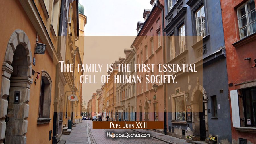 The family is the first essential cell of human society. Pope John XXIII Quotes