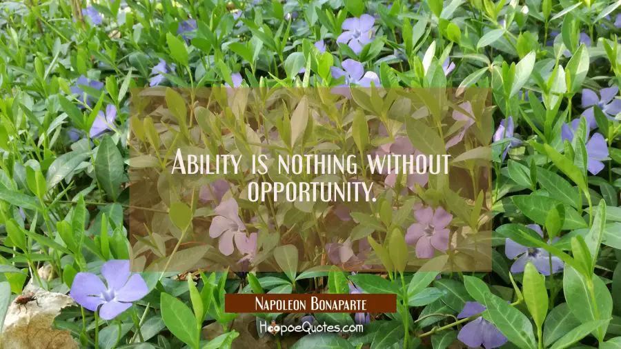 Ability is nothing without opportunity. Napoleon Bonaparte Quotes