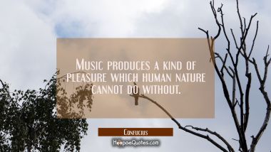 Music produces a kind of pleasure which human nature cannot do without