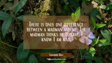 There is only one difference between a madman and me. The madman thinks he is sane. I know I am mad