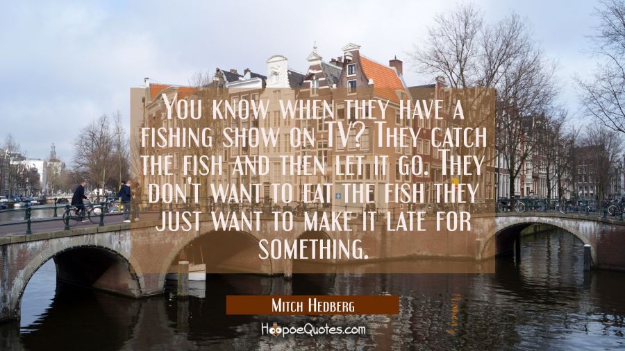 You know when they have a fishing show on TV? They catch the fish and then let it go. They don't wa Mitch Hedberg Quotes